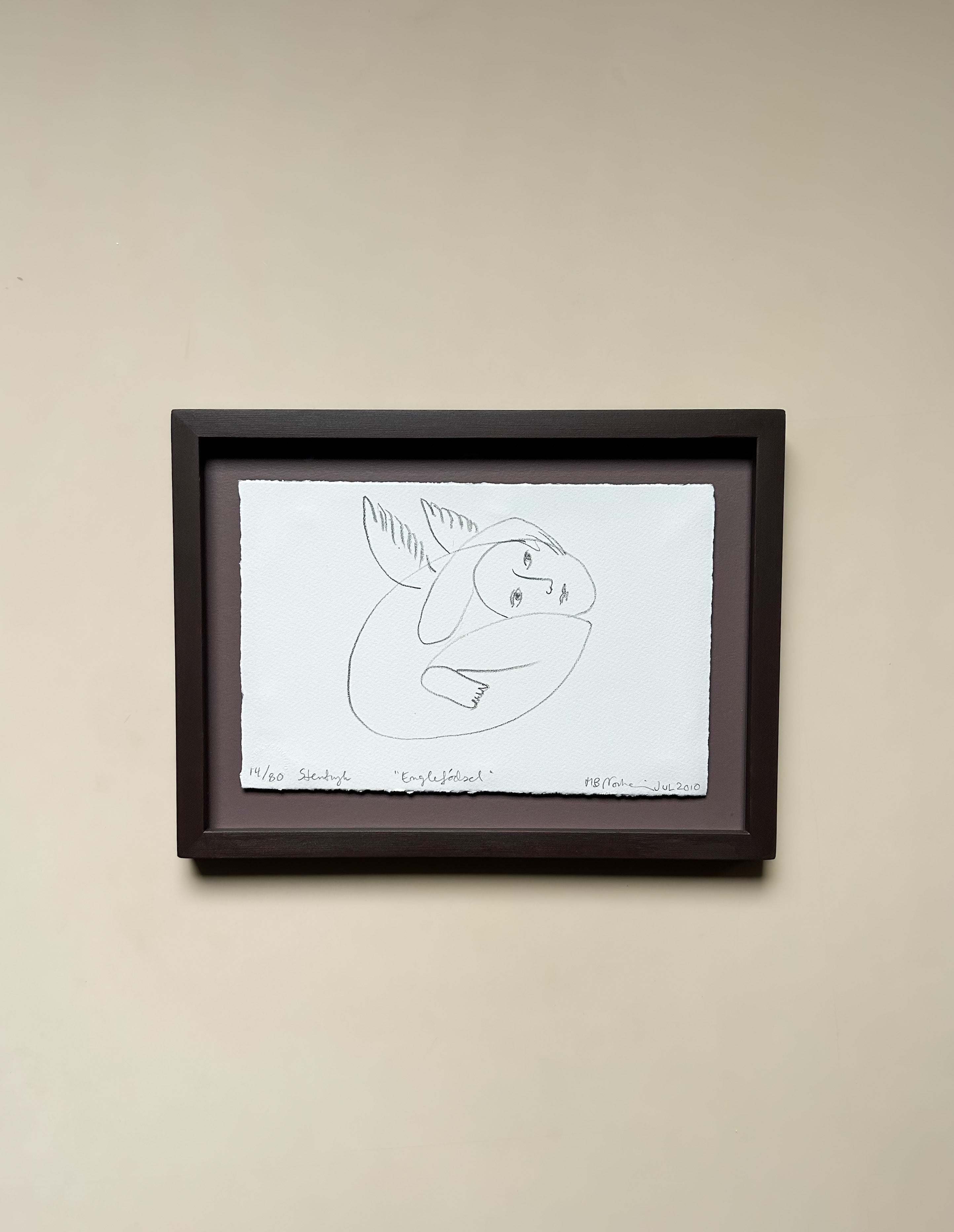 Marit Benthe Norheim - "Englefødsel" m. indramning